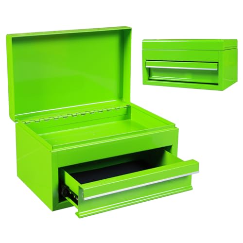 Torin APBT701GB 10" Mini Portable Steel Tool Box with drawer,Small Metal Tool Chest for Garage,Home or Workbench,Green - color: Green, style: 10" mini toobox