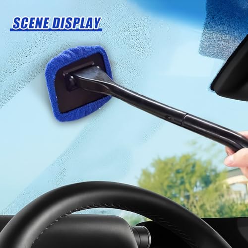 7PCS Car Care Microfiber Cloths, Windshield Cleaner Microfiber Pad Replacement, Interior Auto Window Cleaner Washing Bonnets, Reusable Glass Washing Pads Cover Kit Fit for 5" Plate (Blue)
