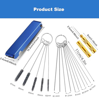 Carburetor Cleaning Kit, 13 Wires + 10 Needles + 5 Brushes + 1 Pick, Premium Torch Tip Cleaner, Carbons Dirt Jet Remove, Suitable for Auto, Motorcycles, ATV, Welder, Lawn Equipment