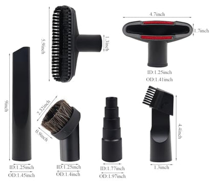 Vacuum Attachments for Shop Vac Accessories, 1 1/4" to 2 1/2" Vacuum Hose Adapter, 1.25" Hardwood Floor Brush, 1.25" Crevice Tool, Utility Nozzle with Brush, Horse Hair Round Dust Brush - size: S 11 Pcs
