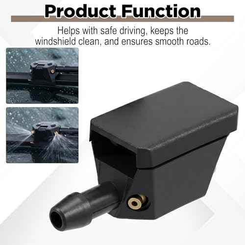 6PCS 4 Holes Front Windshield Washer Nozzle Replacement Car Windscreen Wiper Arm Sprayer Nozzles Kit Auto Left Right Windshield Washer Squirter Nozzle Universal for Most Cars, Trucks, Suvs (Black)