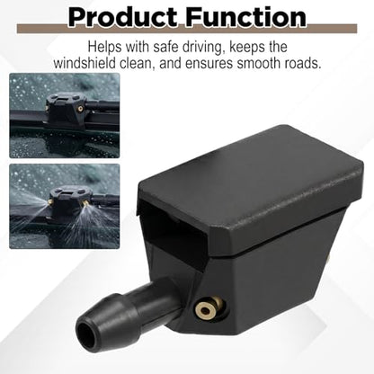 6PCS 4 Holes Front Windshield Washer Nozzle Replacement Car Windscreen Wiper Arm Sprayer Nozzles Kit Auto Left Right Windshield Washer Squirter Nozzle Universal for Most Cars, Trucks, Suvs (Black)