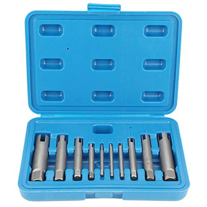 10Pcs/Set Steel Broken Head Taps Stripped Screw Remover Kit Tap Extractor Set (#C 656g/23.1oz)