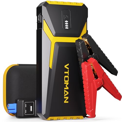 VTOMAN V10 Pro 4500A Jump Starter, Portable Car Starter (All Gas, 10.0L Diesel Engine) 12V Lithium Jump Box, Battery Booster Power Pack, Car Battery Charger Jumper with Type C Quick Charge, LED Lights - color: Yellow