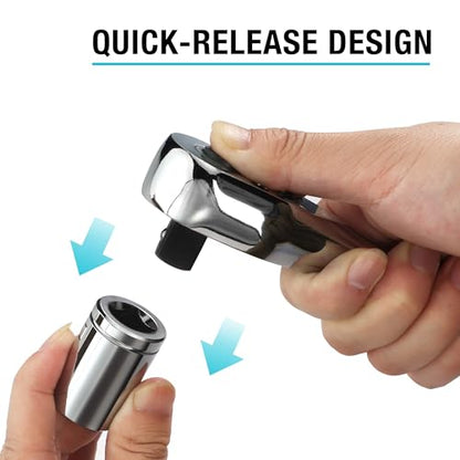 DURATECH 3-Piece Drive Ratchet, 1/4", 3/8", 1/2" 90-Tooth Quick-Release Ratchet Wrench, Reversible, Cr-V Made, Full Polished - with Plastic Insert Storage Box, Gifts for Men, Women, Dad - size: Combo Kit (Plastic Tray)