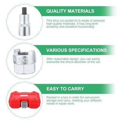 Strut Nut Hex Key Socket Kit for Shock-absorber Dismantling, Made of Sturdy Chrome-molybdenum Steel with Abs Storage Tool Box, for Automobile Repair Shops