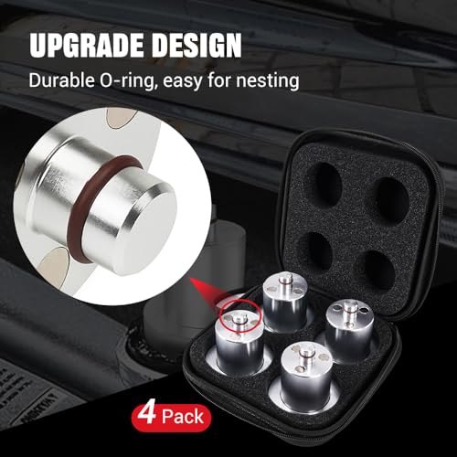 BARTOO Jack Puck Lifting Pucks Compatible with Rivian R1T R1S - Aluminum Jack Pad Adapter with Magnetic, Tire Lift Puck Pads with Storage Case 4 Pack