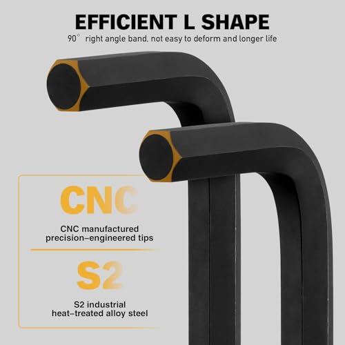 ELEAD 15-Piece Metric Hex Key Allen Wrench Set with Extension Bar, 1.27-10 MM, Long Arm Ball End Design, Heat-Treated S2 Steel - style: 15PCS Metric