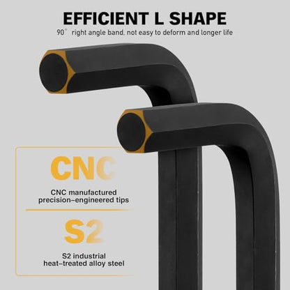 ELEAD 15-Piece Metric Hex Key Allen Wrench Set with Extension Bar, 1.27-10 MM, Long Arm Ball End Design, Heat-Treated S2 Steel - style: 15PCS Metric