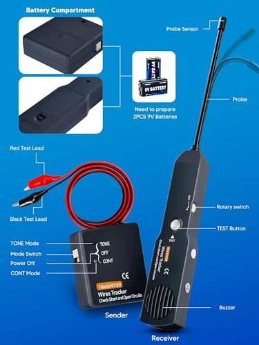 Circuit Breaker Finder, Wire Tracer, Circuit Tracer, Cable Tracker Electrical, Automotive Short and Open Finder Repair Tool EM415pro DC 6-42V