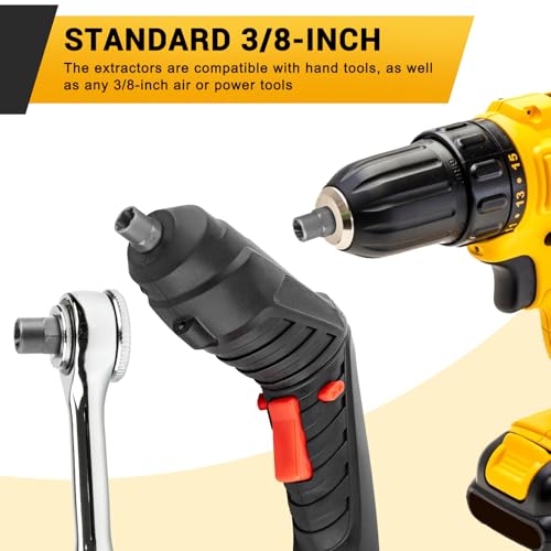 14 Pcs Bolt Extractor Kit-3/8" Drive for IMPACT Stripped Bolt Extractor Set Made Of Cr-Mo Steel, Extractor Socket Set For Damaged, Studs, Rusted, Rounded-Off Bolts, Nuts & Screws