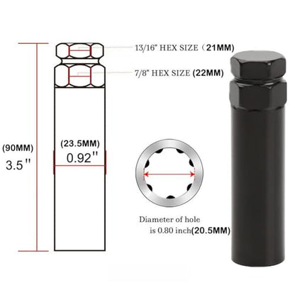 6 Spline Lug Nut Key, CR-V 6 Spline Lug Nut Socket, Universal Car Wheel Lock Removal Tool for 21mm (13/16") & 22mm (7/8"), Aftermarket Splines Tuner Lug Nut Key Replacement