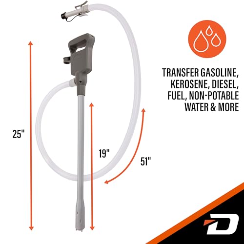 Deway Automatic Fuel Transfer Pump with Auto-Stop and Beep, Powerful AA Battery Powered with USB-C Power Option, 51" Extra Long Hose Fits All Size Cans, Portable Pump Transfers at 3.8 Gal/Minute - style: Auto-Stop w/ Beep