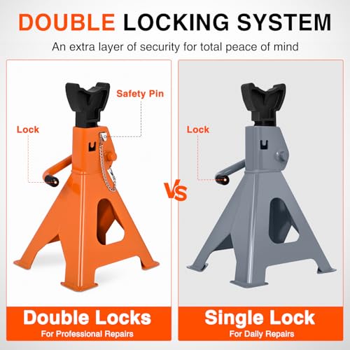 Nilight 2 Ton Jack Stands, Double Locking Heavy Duty Steel 4,400 lbs Capacity, Adjustable 10.6"-16.2" Height for SUV Sedan Pickup Light Truck, 2 Pack - size: 2T