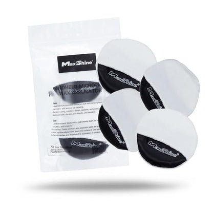 Maxshine Handheld Microfiber Wax Applicator Pad | White+Black, 3.35" Diameter, Ultra-Soft, Scratch-Free | Versatile Detailing for Wax, Polish, Protectant, Streak-Free Finish - size: Microfiber Coating Applicator