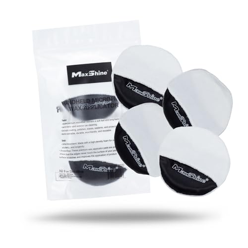 Maxshine Handheld Microfiber Wax Applicator Pad | White+Black, 3.35" Diameter, Ultra-Soft, Scratch-Free | Versatile Detailing for Wax, Polish, Protectant, Streak-Free Finish - size: Microfiber Coating Applicator