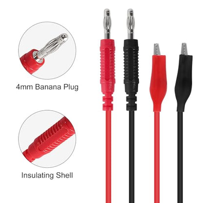 2Pack 4mm Banana Plug to Alligator Clip Test Leads 1 Meter Heavy-Duty Copper Flexible Jumper Wire for Electronics Testing - color: 2set banana to alligator clip