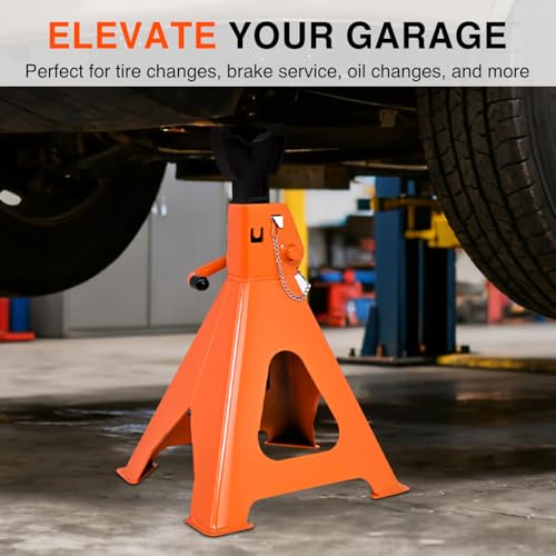 Nilight 6 Ton Jack Stands, Double Locking Heavy Duty Steel 12,000 lbs Capacity, Adjustable 15.35"-23.22" Height for SUV Sedan Pickup Light Truck, 2 Pack - size: 6T