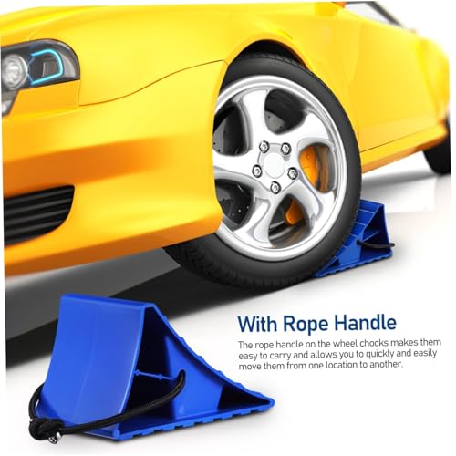 2PCS Skid Tire Cars Wheel Stopper Set- Non-Slip Ramp Access Ramps, Saver Brake Stoppers Ridged Wedgeswith Caravan Chock Block for Cars Caravan Horsebox Motorhome