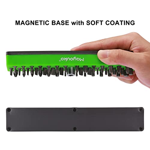 Mayouko 1/4" Magnetic Hex Bit Holder Rack Organizer, 43 Holes, 1/4-Inch Drill Bit Holder, Green&Blue, 2 Racks, Magnetic Bit Holder with Magnet Base for Screwdriver Bits - color: Green,blue