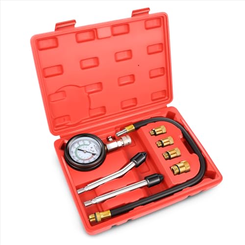 DNA Motoring 8PCS Compression Gauge Compression Tester Kit with M10 M12 M14 M18 Adapters for Car Truck ATV Motorcycle, TOOLS-00334 - style: Cylinder Leak Down Tester