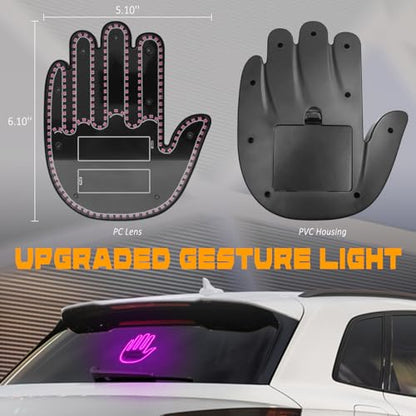 DIBMS Hand Gesture Light with Remote, Red LED Finger Funny Window Sign Light Accessories for Car Truck (Pink) - color: Pink