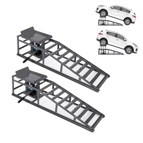 2 Packs Hydraulic Car Ramps-5t/11050LB Heavy Duty Hydraulic Car Lift Ramps for Oil Changes,Drive Up Vehicle Service Ramps for Home Garage Low Profile Cars