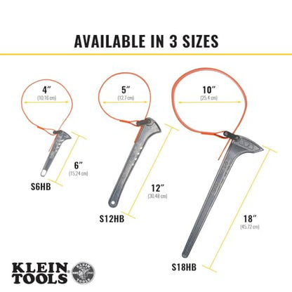 KLEIN TOOLS S18HB Strap Wrench, Adjustable Grip-It Strap Wrench Adjusts 3 to 10-Inch, 18-Inch Handle - size: 18-Inch Handle