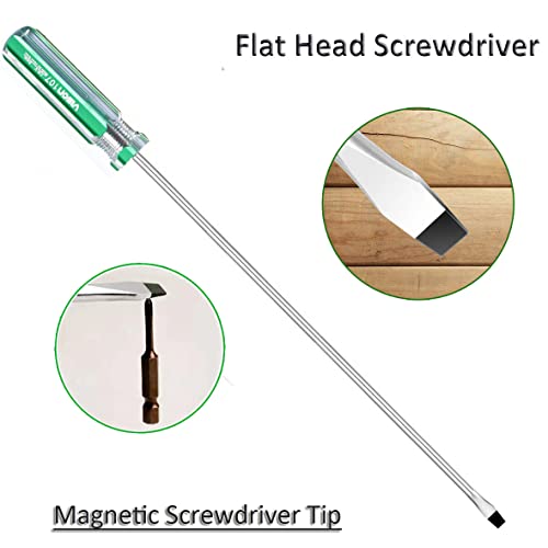 Long Screwdriver Phillips and Slotted Flat-Head Screwdriver PH1 10inch with Magnetic Tip (10inch No.1) - size: 10inch No.1