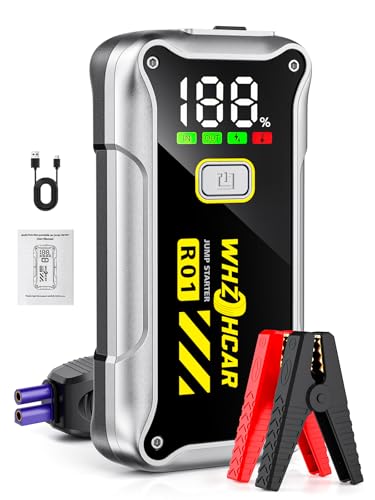 Car Jump Starter,12V 4000A Car Battery Jump Starter (9.0 Gas/7.5L Diesel) Fast Charging Portable Battery Pack with LCD Display Extended Jumper Cables LED Light - color: Black
