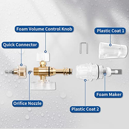 Tool Daily Pressure Washer Foam Cannon, Adjustable Snow Foam Lance, 1.5 L | Clear Foam Blaster with M22 and 1/4" Quick Connector, Wide Mouth, Additional Orifice Nozzle 1.1mm, Car Wash Mitt, 3600 PSI - color: Transparent