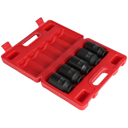 ECCPP 5 Pcs 1/2 Drive Deep Impact Socket Set | 12 Point Metric 30mm 32mm 34mm 35mm 36mm,Drive Spindle Axle Hub Nut Socket Set Use for Disassembling and Installing Axle Nuts