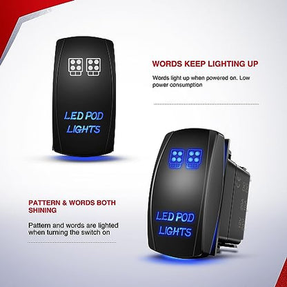 Nilight 16AWG LED POD Lights Wiring Harness Kit LED Light Bar 12V 5Pin Rocker Switch Laser On Off Waterproof Toggle Switch Power Relay Blade Fuse-2 Leads, 2 Years Warranty, Black - style: LED POD Lights Wiring-2 Leads