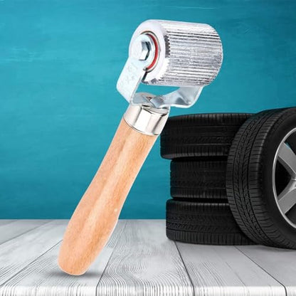Aramox Patch Tire Repair Tool, Car Wheel Wood Handle Tire Patch Repair Stitcher Ball Bearing Roller Repair Tool (L)