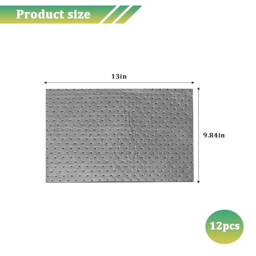 12PCS Car Oil Absorbent Pads, 13" x 10" Reusable Waterproof Weight Dimpled Vehicle Garage Oil Spill Absorbent Mat, Absorbs Soaks Grease Mat, Universal Auto Accessories