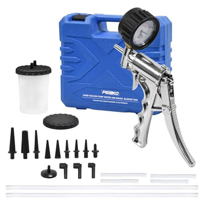 Hand Vacuum Pump Brake Bleeder Kit, Brake & Clutch Bleeding Bleeder | Zinc-diecast Metal, Single Person Design, Automotive Tuning & Testing Silver - color: Silver