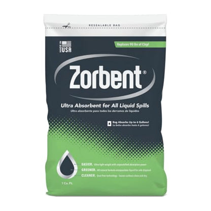 Zorbent Oil Spill Absorbent | 1 Cu Ft Bag Cleans up to 6 Gallons of Liquid. Replaces 90 lbs of Clay. Non-Toxic, Low-Dust, with Cleaning Agent. For Fast Industrial Spill Cleanup - size: 960 Ounce (Pack of 1)