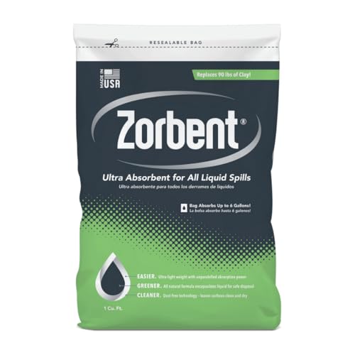 Zorbent Oil Spill Absorbent | 1 Cu Ft Bag Cleans up to 6 Gallons of Liquid. Replaces 90 lbs of Clay. Non-Toxic, Low-Dust, with Cleaning Agent. For Fast Industrial Spill Cleanup - size: 960 Ounce (Pack of 1)