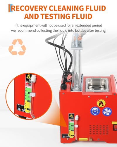 Garvee Fuel Injector Cleaner Tester 4-Cylinder 11 Test Modes 12V, Ultrasonic Injection Cleaning Machine with Adjustable Pressure (0-10 bar) & Pulse Width (0.1-25ms), Resistance Test, Digital Display - size: 4-Cylinder Model， 1-in-1