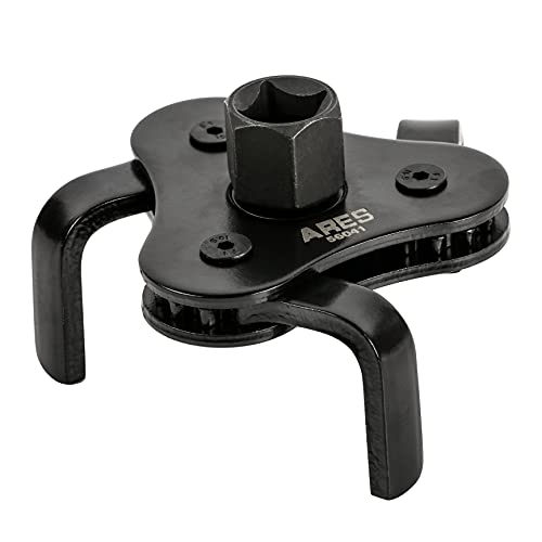 ARES 56041 Adjustable 3-Jaw Oil Filter Wrench - 2-1/2 to 4-In Capacity | Carbon Steel; Use with 3/8, 1/2-In Drive Ratchets or 7/8-In Wrenches - size: 2.5"-4", style: Adjustable 3-Jaw Oil Filter Wrench