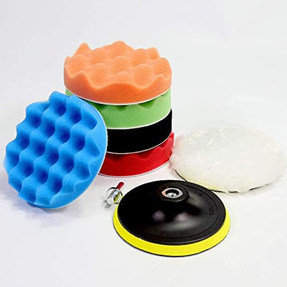39pcs Drill Polishing Pad Kit, 2 in 1 Car Foam Drill, 7pcs 5" & 31pcs 3" Buffing Pads Compound Automotive Polisher for