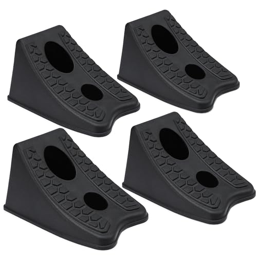 TONDA Wheel Chocks, Heavy Duty Wheel Wedge for Car, Travel Trailer, 4 Pack | SPACE-SAVING DESIGN, ANTI-SLIP SURFACE, TRIANGULAR DESIGN, HEAVY-DUTY - color: 4 PACK