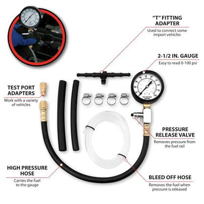 Performance Tool W80595 Fuel Injection Pressure Tester - Essential Tool for Diagnosing Fuel System Issues in Vehicles