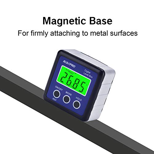 Digital Level Box Angle Gauge Protractor Inclinometer Bevel Box with Data Hold, Magnet Base & LCD Backlight, Calculating for Carpentry, Building, Masonry, Automobile - color: Blue