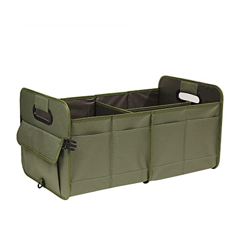 AOKJOY Car Trunk Organizer, Green, Foldable, Non-slip, Adjustable, Multiple Compartments, 600D Oxford Cloth Material - color: green