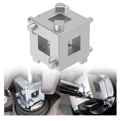 Car Cube Brake Caliper Compression Tool with 3/8" Square Drive,Six-Side-in-One Disc Brake Piston Tool for Adjusting Piston,Multi-Function Steel Disc Rear Brakes Calipers Tools