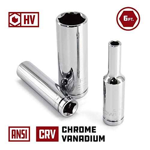 Powerbuilt 10 Piece 1/4 Inch Drive Metric 6 Point Deep Socket Set, Z-Drive Grips, Chrome-Vanadium Steel made, Meets ANSI Standards - 640538 - size: Metric (Pack of 1), style: 1/4" Drive