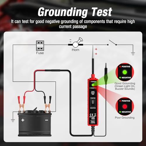 Power Circuit Probe Tester Automotive, 6V-24V DC Car Test Light | Circuit Short&Open Finder, Car Circuit Tester Diagnostic Tool with Continuity/Component/Grouding/Polarity Test - color: CC0361-Red