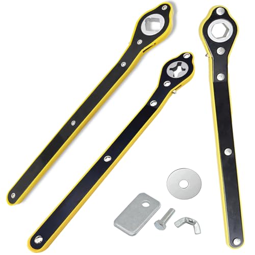 3Pcs Car Jack Wrench Set, 360° Swivel Labor-Saving Car Jack Ratchet Wrench Cross-shaped Hex-shaped Rhombus-shaped with Long Handle, Scissor Jack Lift Speed Handle Tool for Travel, Van, SUV & More
