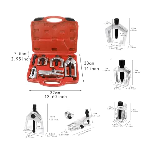 5x Front End Service Kit,Ball Joint Separator,Tie Rod End Puller Hand Tool,Pitman Arm Puller Tie Rod End Removal Tool for Car, Red
